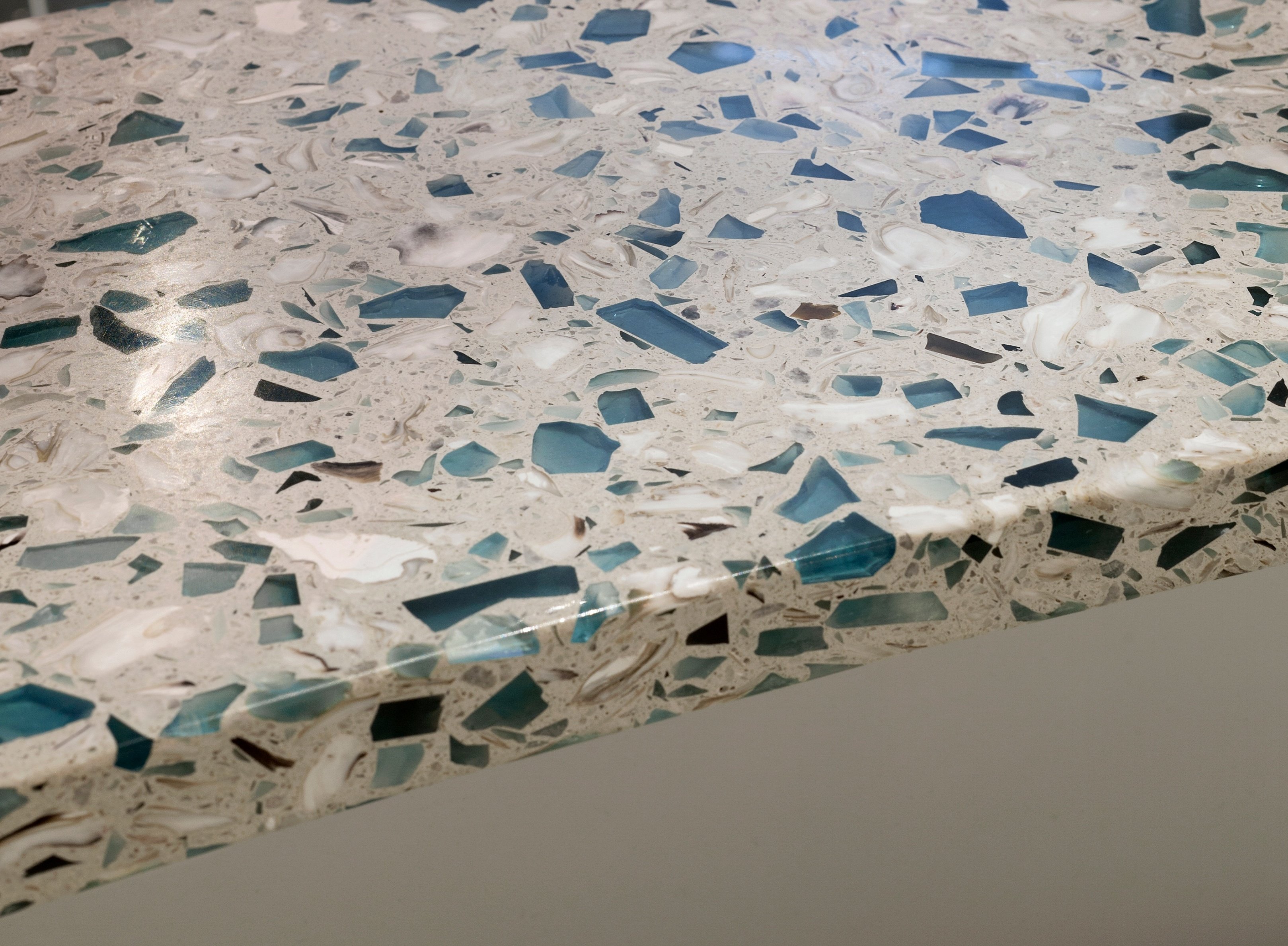 How Much Do Recycled Glass Countertops Cost   Bretagne Blue Vetrazzo Recycled Glass Countertop Close Up[1] 